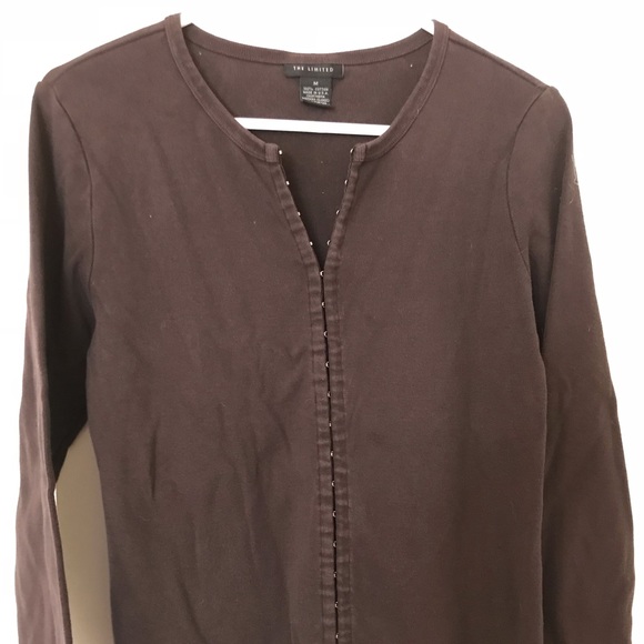 Brown cotton knit long sleeve top - Picture 2 of 4